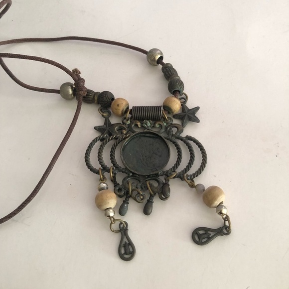 Vintage Bohemian Necklace with Coin Pendant - Picture 5 of 6